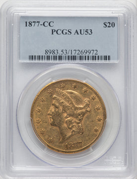 1877-CC $20 Liberty Double Eagle PCGS AU53