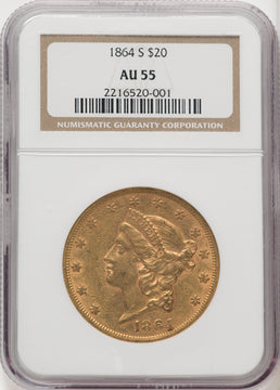 1864-S $20 Liberty Double Eagle NGC AU55 (770582035)