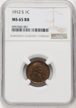 1912-S 1C RB Lincoln Cent NGC MS65
