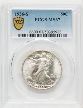 1936-S 50C Walking Liberty Half Dollar PCGS MS67