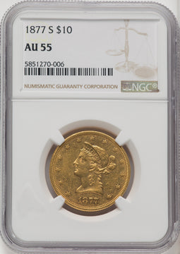 1877-S $10 Liberty Eagle NGC AU55 (770677033)