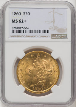 1860 $20 Liberty Double Eagle NGC MS62+