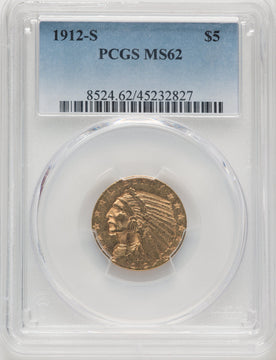 1912-S $5 Indian Half Eagle PCGS MS62 (770677030)