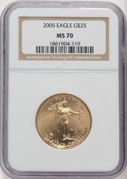 2005 $25 Half-Ounce Gold Eagle NGC MS70 (770569079)
