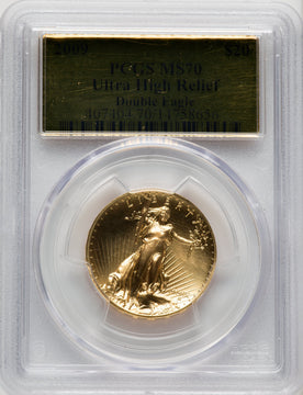 2009 $20 One-Ounce Gold Ultra High Relief Twenty Dollar Gold Foil PCGS MS70 (770602037)