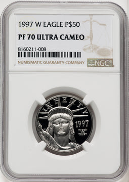 1997-W $50 Half-Ounce Platinum Eagle Brown Label NGC PF70 (769481026)