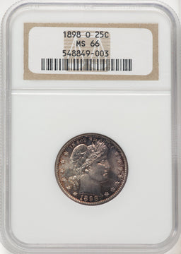 1898-O 25C Barber Quarter NGC MS66