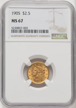 1905 $2.50 Liberty Quarter Eagle NGC MS67 (768601018)