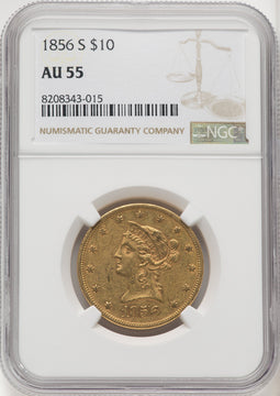 1856-S $10 Liberty Eagle NGC AU55