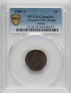 1909-S 1C Indian BN Genuine Indian Cent Genuine PCGS MS60