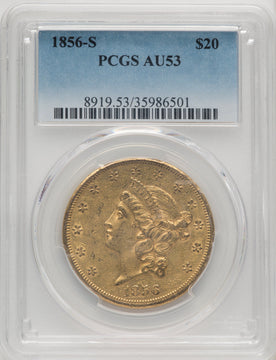 1856-S $20 Liberty Double Eagle PCGS AU53 (770637023)