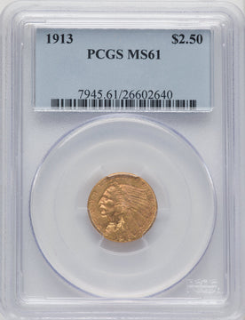 1913 $2.50 Indian Quarter Eagle PCGS MS61