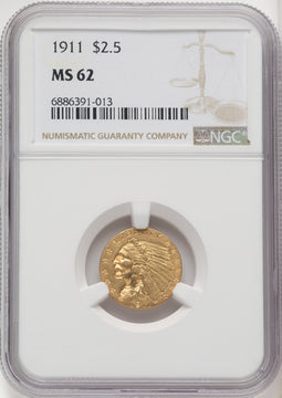 1911 $2.50 Indian Quarter Eagle NGC MS62 (770522030)