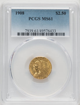 1908 $2.50 Indian Quarter Eagle PCGS MS61