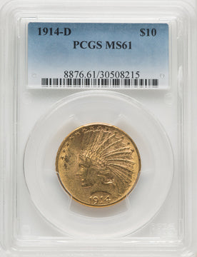 1914-D $10 Indian Eagle PCGS MS61