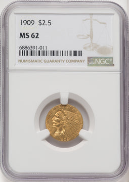 1909 $2.50 Indian Quarter Eagle NGC MS62 (770522031)
