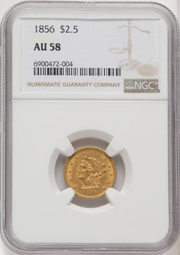 1856 $2.50 Liberty Quarter Eagle NGC AU58