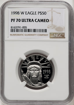 1998-W $50 Half-Ounce Platinum Eagle Brown Label NGC PF70 (767820051)