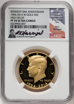 2014-W 50C Kennedy Gold 50th Anniversary Proof Kennedy Half Dollar NGC PR70 (758727002)
