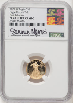 2021-W T2 Gold American Eagle 4-Coin Set NGC PF70 Norris Signed