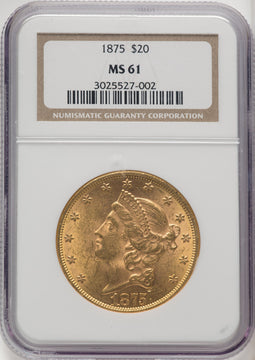 1875 $20 Liberty Double Eagle NGC MS61 (519392111)