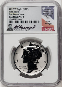 2022-W Palladium Eagle 1 oz REV FDI Ron Harrigal NGC PF70