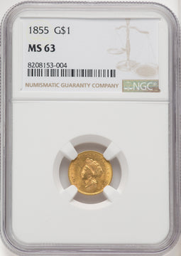 1855 G$1 Type Two Gold Dollar NGC MS63 (770218001)