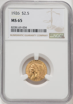 1926 $2.50 Indian Quarter Eagle NGC MS65 (770218036)