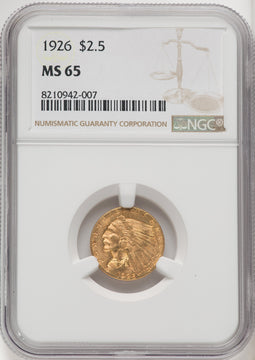 1926 $2.50 Indian Quarter Eagle NGC MS65 (770218038)