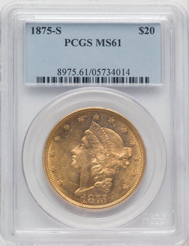 1875-S $20 Liberty Double Eagle PCGS MS61 (768613027)