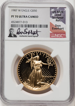 1987-W $50 One-Ounce Gold Eagle NGC PF70 Don Everhart