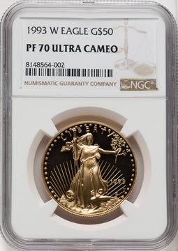 1993-W $50 One-Ounce Gold Eagle Brown Label NGC PF70 (770847001)