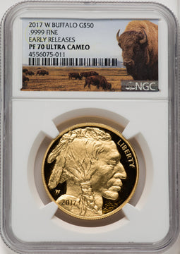 2017-W $50 One-Ounce Gold Buffalo First Day First Strike NGC PF70