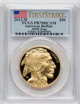 2013-W One-Ounce Gold Buffalo First Strike FS Flag PCGS PR70