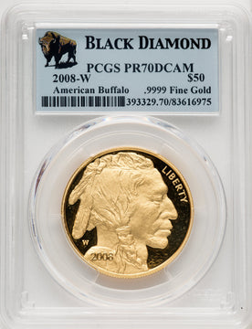 2008-W $50 One-Ounce Gold Buffalo .9999 Fine Gold PCGS PR70 (519827015)