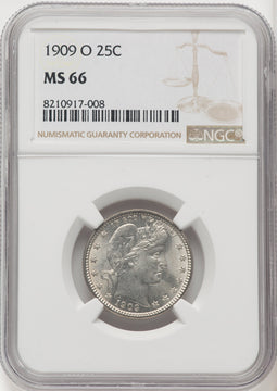 1909-O 25C Barber Quarter NGC MS66