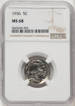 1936 5C Buffalo Nickel NGC MS68 (770677016)