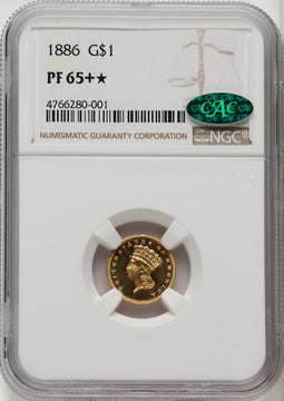 1886 G$1 CAC Proof Gold Dollar NGC PR65+