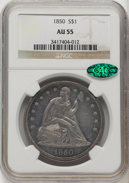 1850 CAC Seated Dollar NGC AU55