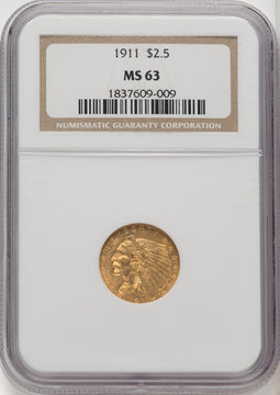 1911 $2.50 Indian Quarter Eagle NGC MS63 (506212017)