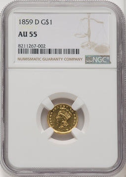 1859-D G$1 Gold Dollar NGC AU55