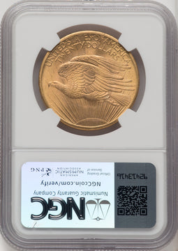 1908 $20 NO MOTTO Saint-Gaudens Double Eagle NGC MS66+ (768414014)