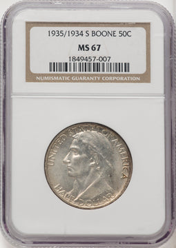 1935/34-S 50C Boone Commemorative Silver NGC MS67