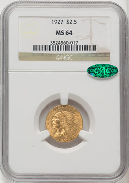 1927 $2.50 CAC Indian Quarter Eagle NGC MS64 (771042002)