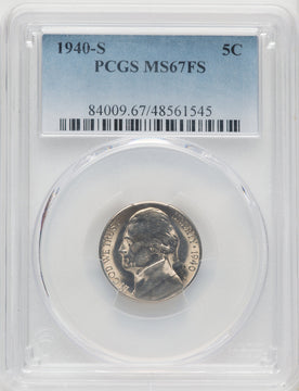1940-S 5C 5FS Jefferson Nickel PCGS MS67