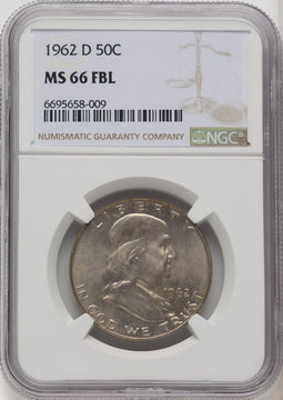 1962-D 50C FL Franklin Half Dollar NGC MS66