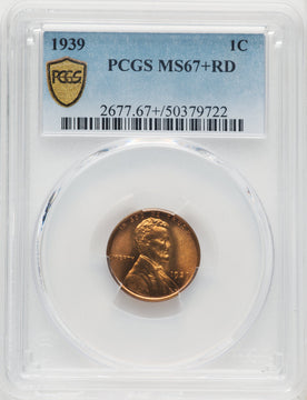 1939 1C RD Lincoln Cent PCGS MS67+