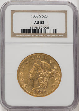1858-S $20 Liberty Double Eagle NGC AU53 (770900001)