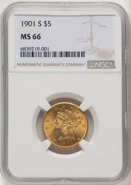 1901-S $5 Liberty Half Eagle NGC MS66 (519844001)