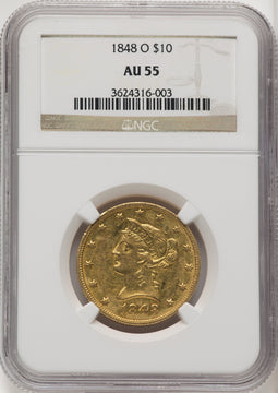 1848-O $10 Liberty Eagle NGC AU55